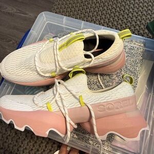 Sorel White and Pink Athletic Shoes